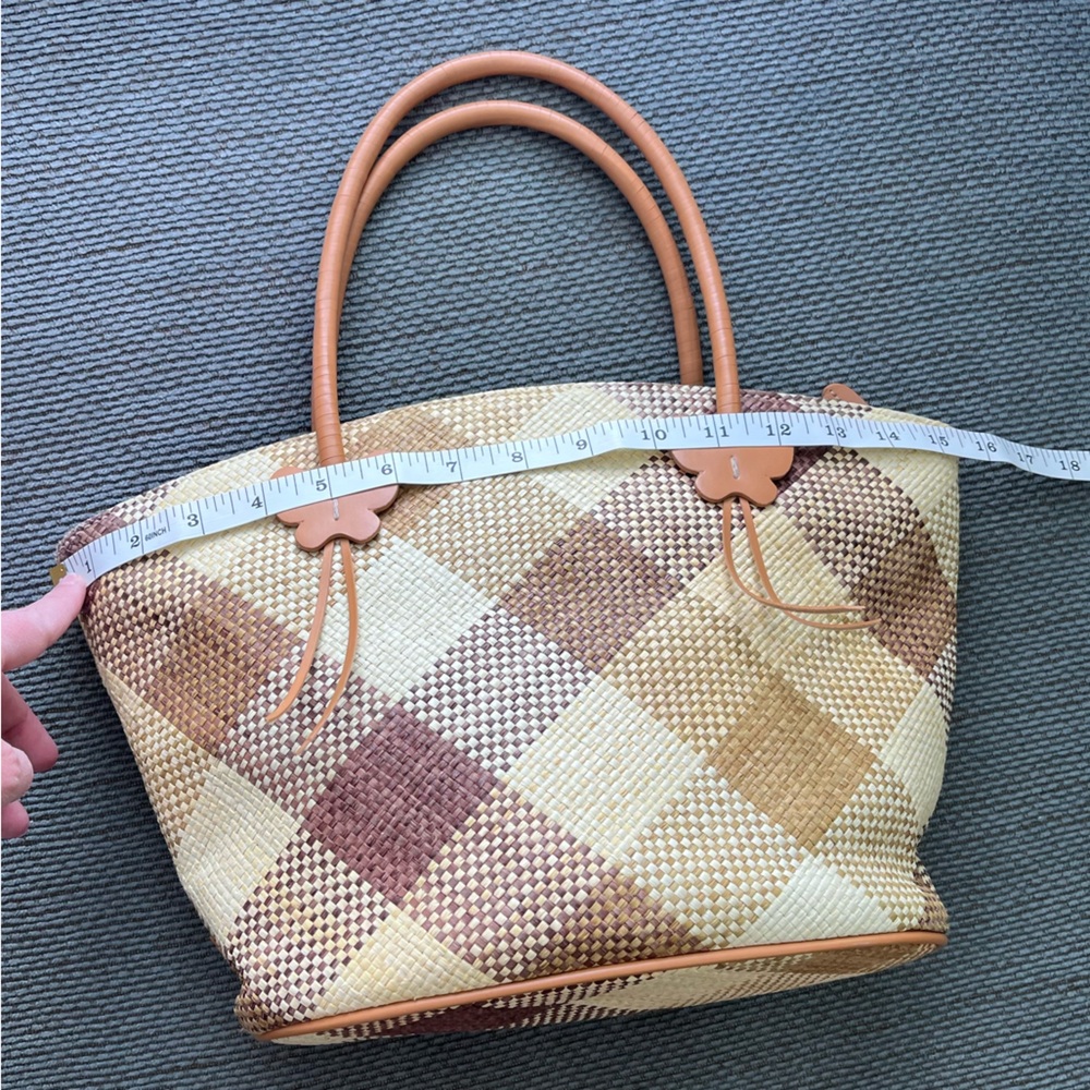 Etienne Aigner Straw Woven Butterfly Purse Plaid GUC - Picture 12 of 12